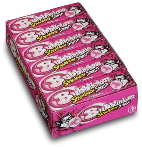 BUBBLICIOUS KAUWGOM STRAWBERRY 18 PAKJES PER DOOS