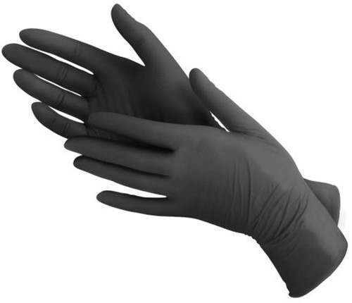 HANDSCHOEN ZWART LATEX MAAT: XL 100ST PER DOOS