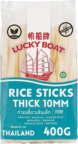 RICE STICKS 10MM LUCKY BOAT 400G PER PAK
