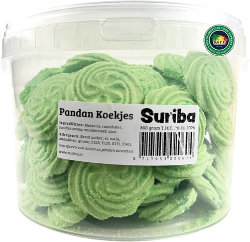 PANDAN KOEKJES SURIBA 800G (GROOT) PER EMMER