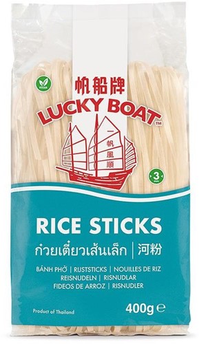 RICE STICKS 3MM LUCKY BOAT 400G PER PAK