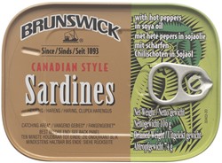 OLIE SARDIEN BRUNSWICK HOT PEPPERS 106G PER BLIK