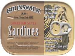 OLIE SARDIEN BRUNSWICK IN SOYA OIL 106G PER BLIK
