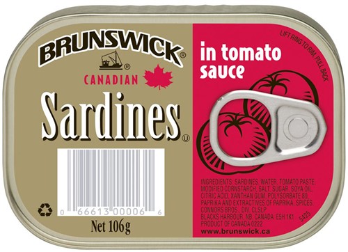 OLIE SARDIEN BRUNSWICK IN TOMATO SAUCE 106G PER BLIK