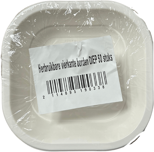 PLASTIC HERBRUIKBARE VIERKANTE BORDEN (18CM) DIEP 50ST