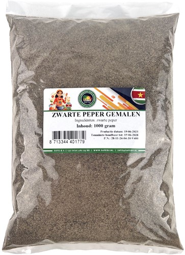 ZWARTE PEPER GEMALEN SAFE 1KG PER PAK